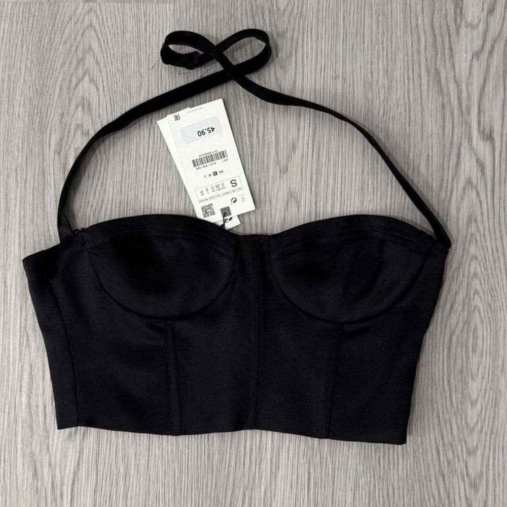 Zara Cropped Corset Bustier Halter Top